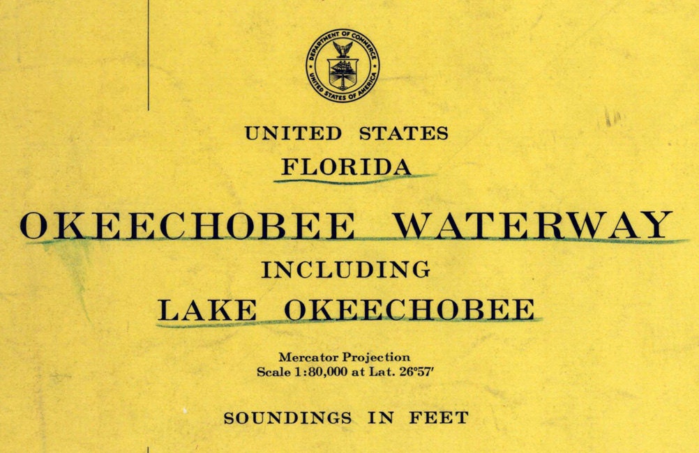 1958 Nautical Map of Lake Okeechobee Florida