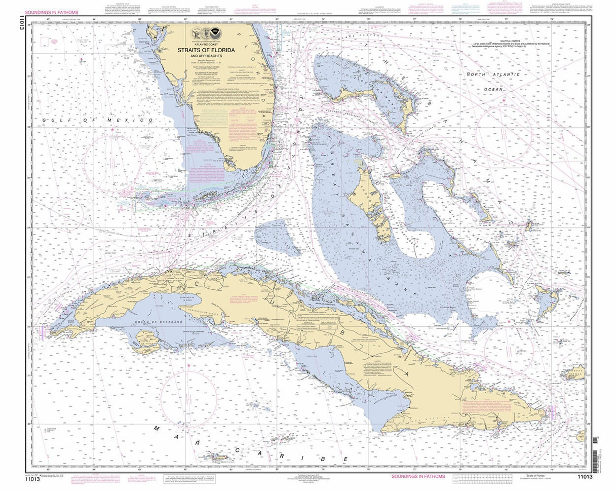 2012 Nautical Map of The Straits of Florida