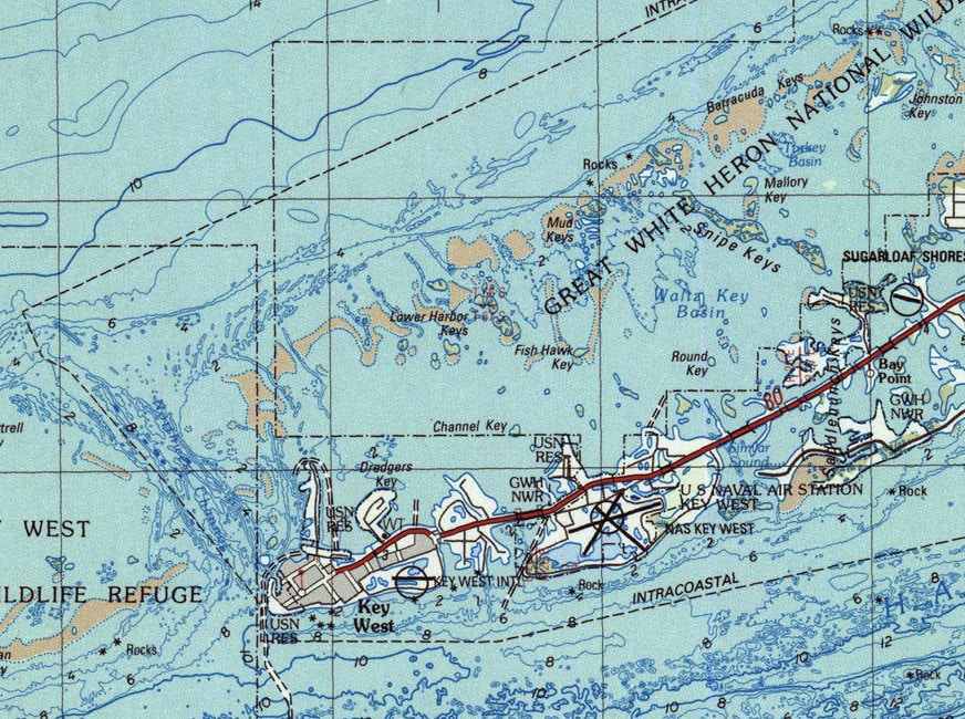 1989 Nautical Map of Key West Florida