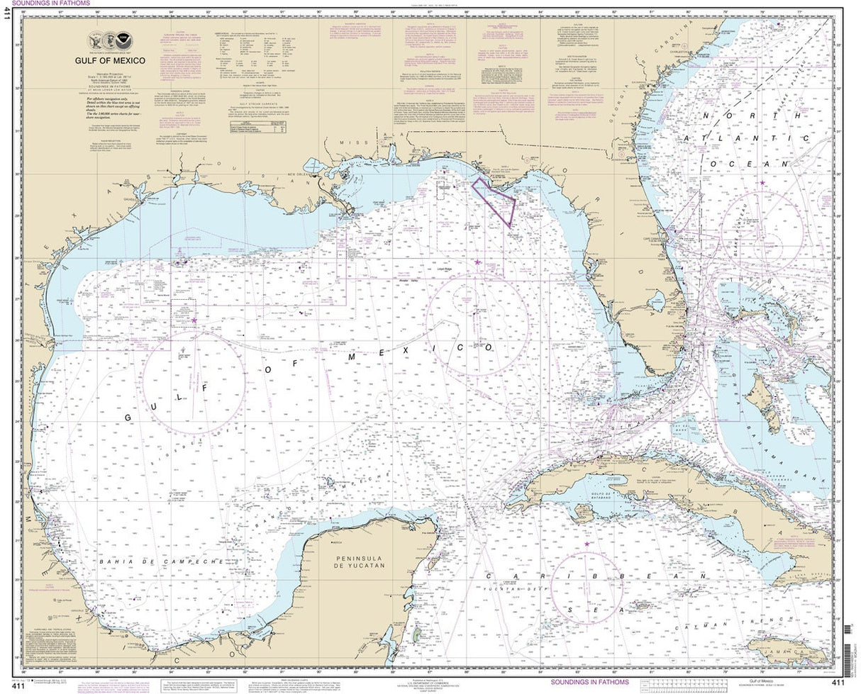 2013 Nautical Map of the Gulf of Mexico