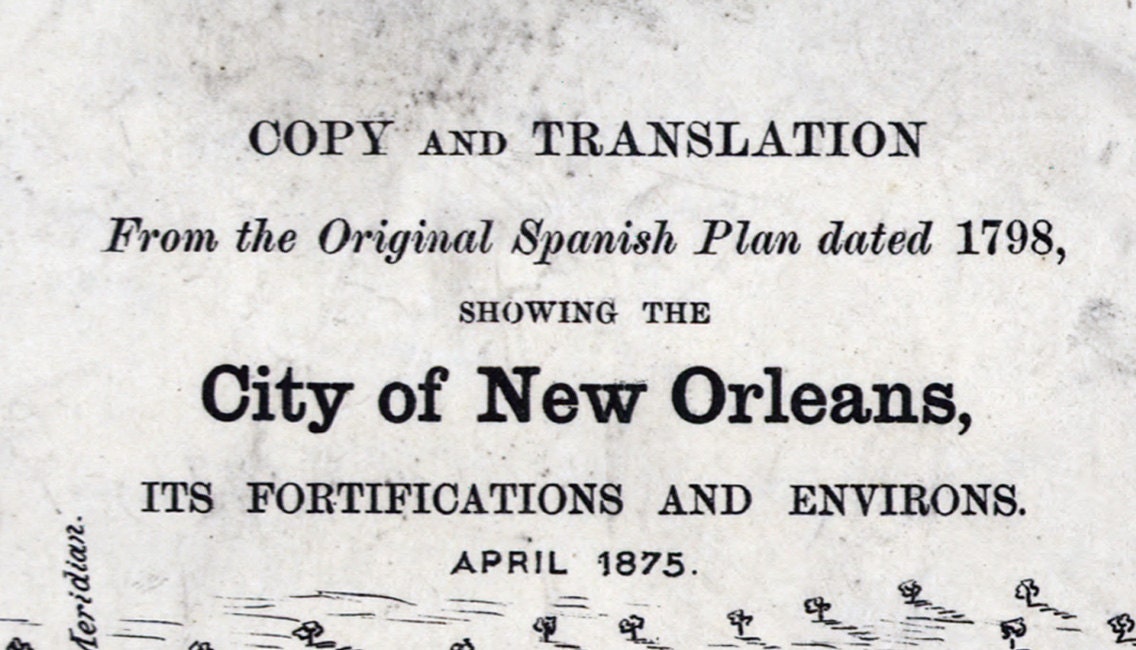 1875 Map of New Orleans Louisiana and Plantations