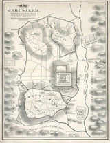 1800s Map of the City of Jerusalem Israel