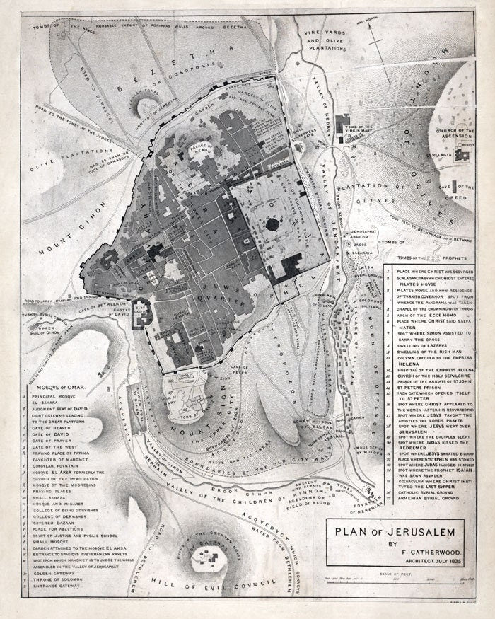 1835 Map of Jerusalem Israel