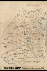 1682 Early Map of the Mississippi River Area