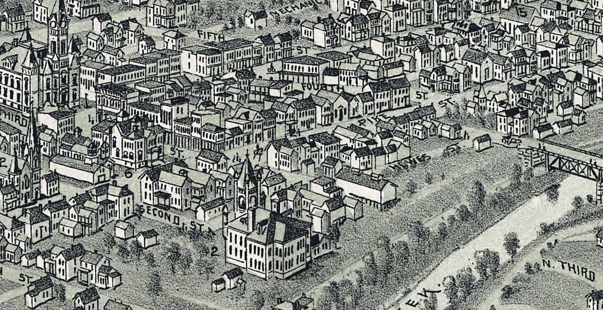 1898 Panoramic Map of Clarksburg West Virginia