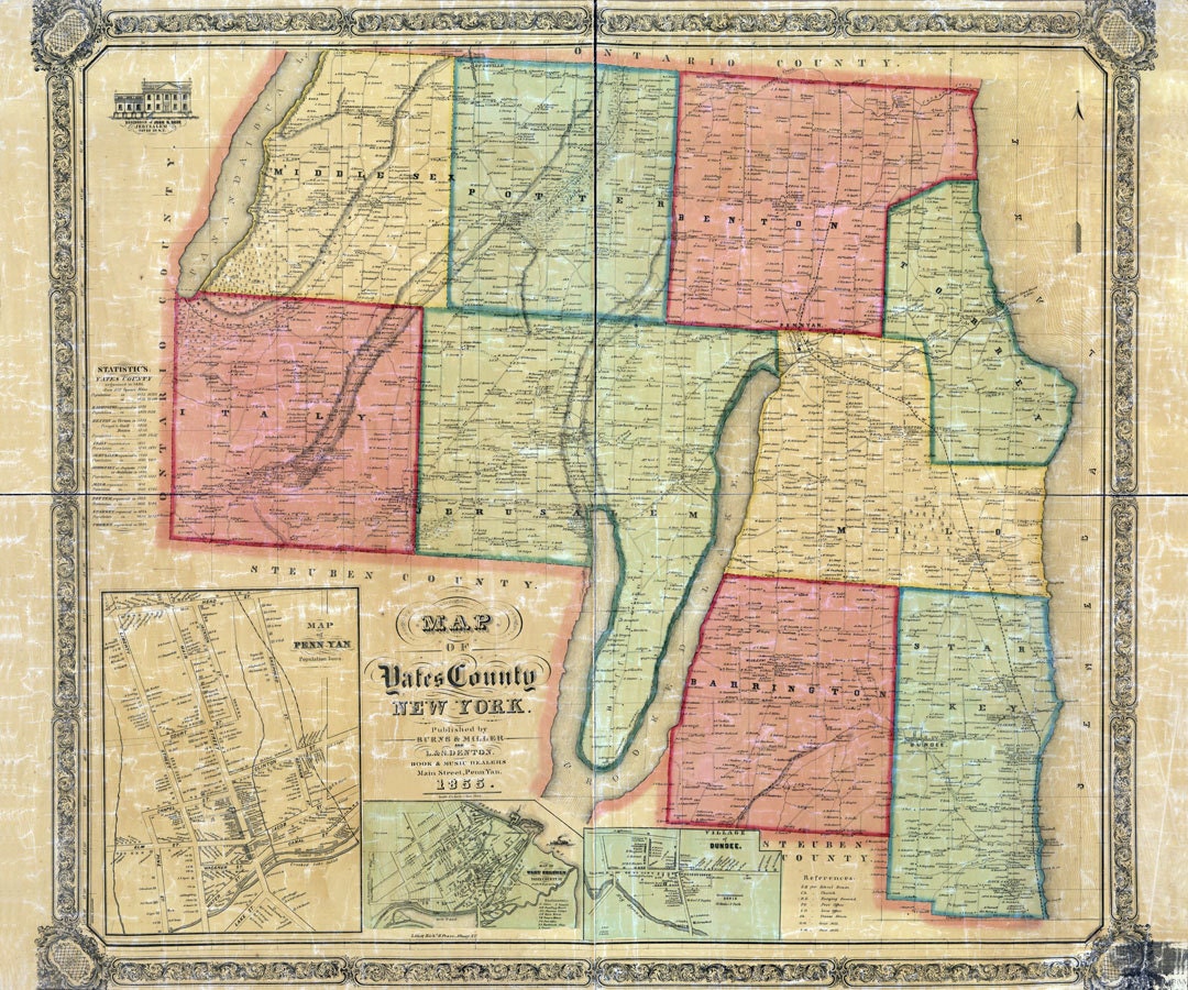 1855 Map of Yates County New York