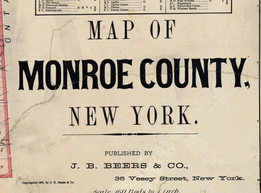 1887 Map of Monroe County New York with Farm Names