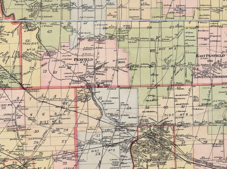 1887 Map of Monroe County New York with Farm Names