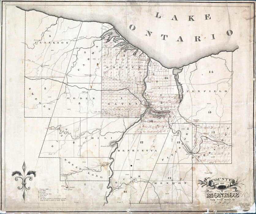 1820 Map of Monroe County New York