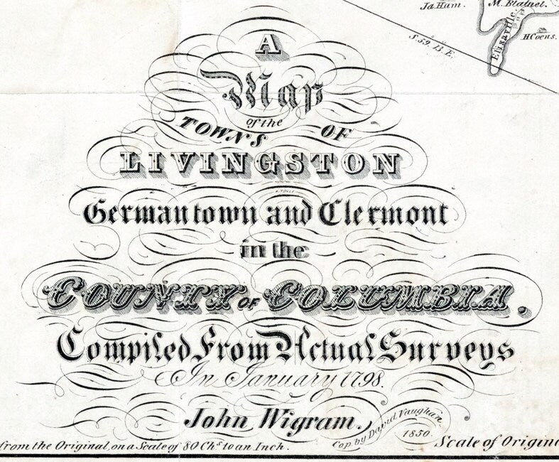 1850 Map of The Town of Livingston Germantown & Clearmont New York