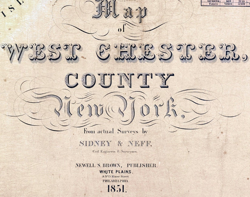 1851 Map of West Chester County New York