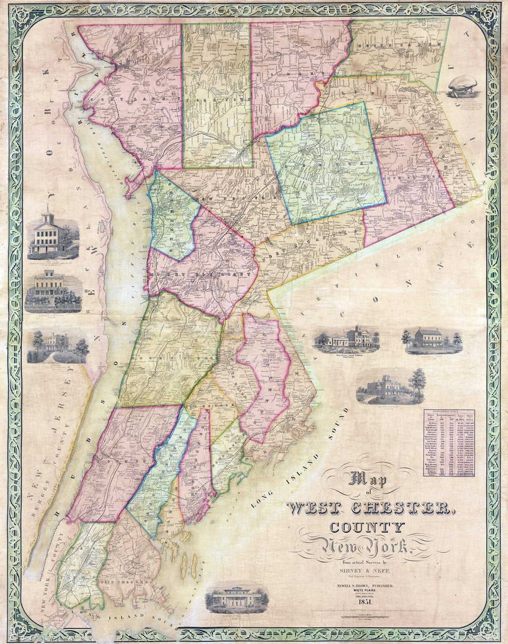 1851 Map of West Chester County New York