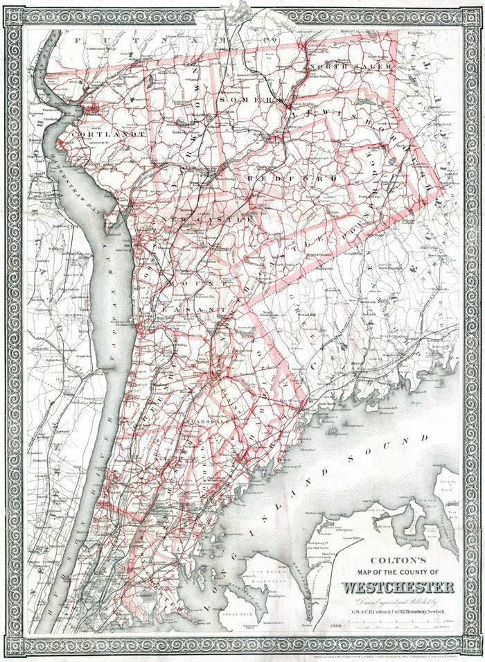 1890 Map of Westchester County New York