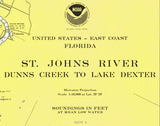 1974 Map of St Johns River to Lake George Florida