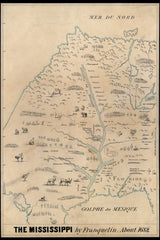 1682 Early Map of the Mississippi River Area