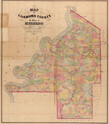 1872 Farm Line Map of Coahoma County Mississippi Jonestown