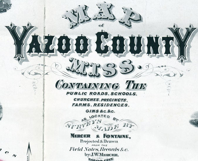 1874 Farm Line Map of Yazoo County Mississippi