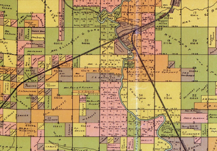 1904 Farm Line Map of Coahoma County Mississippi Clarksdale