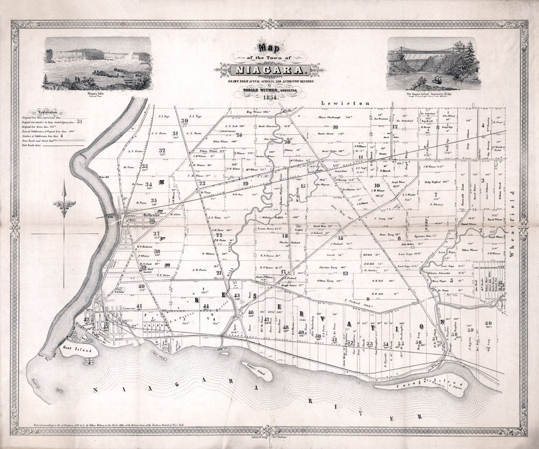 1854 Map of the Town of Niagara New York