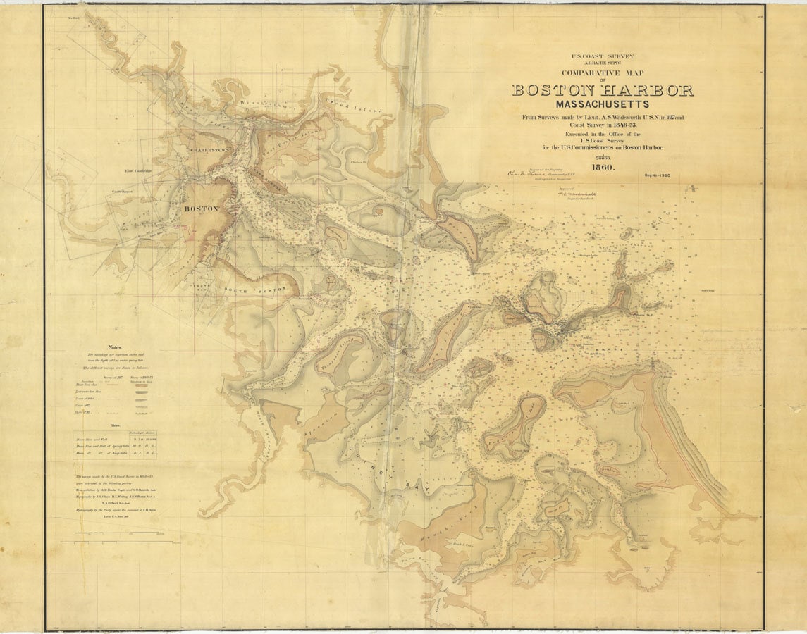 1860 Map of Boston Harbor Massachusetts