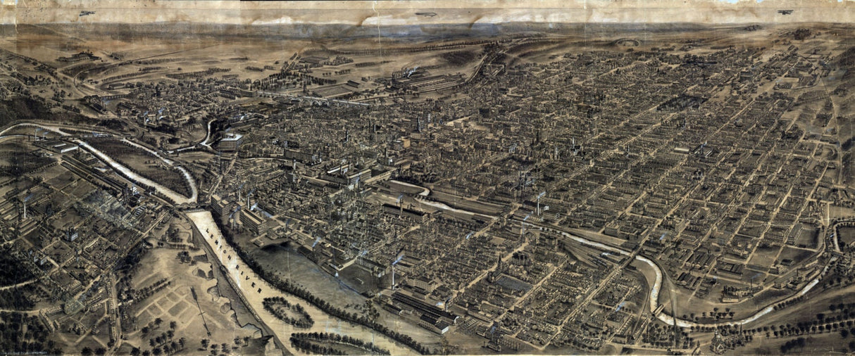 1922 Panoramic Map of Allentown Pennsylvania