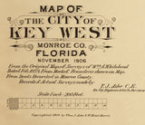 1906 Map of Key West Monroe County Florida