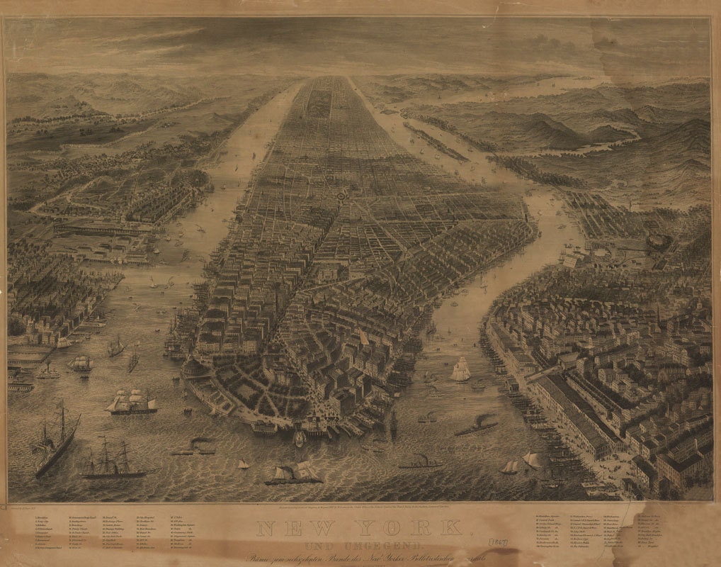 1867 Panoramic Map of New York City