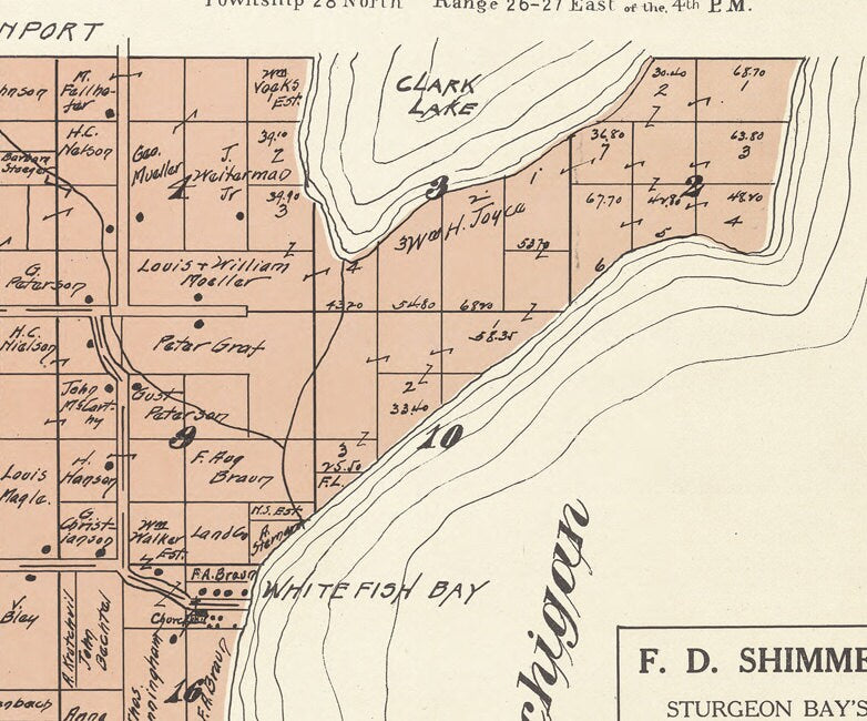 1914 Map of Sevastopol Township Door County Wisconsin