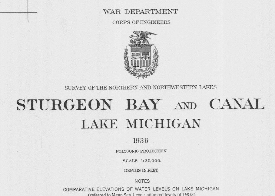 1936 Nautical Map of Sturgeon Bay & Canal Lake Michigan