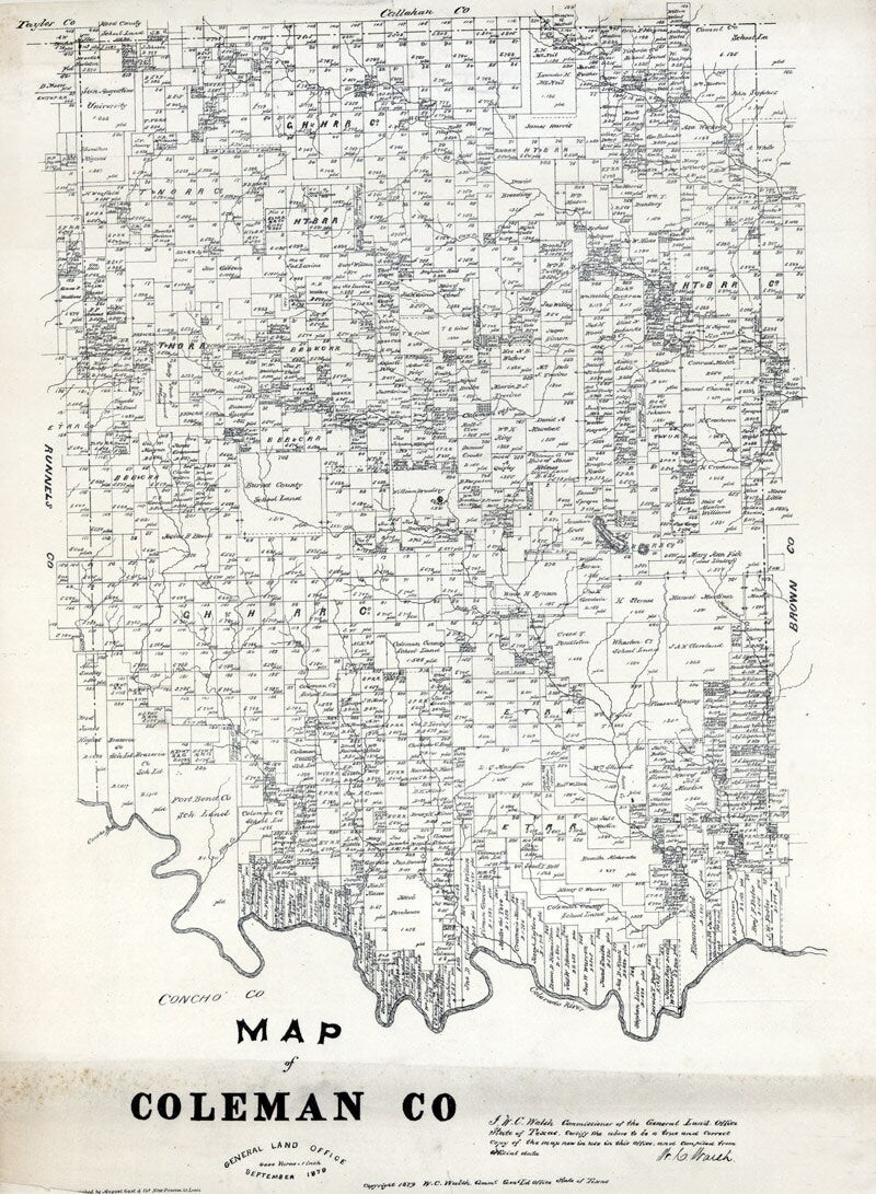 1879 Map of Coleman County Texas