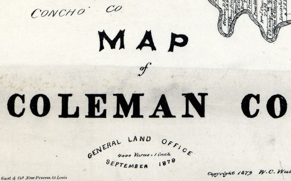 1879 Map of Coleman County Texas