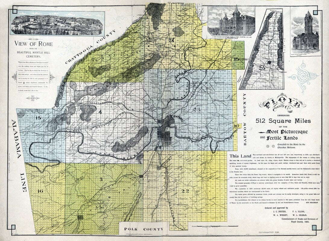 1895 Map of Floyd County Georgia