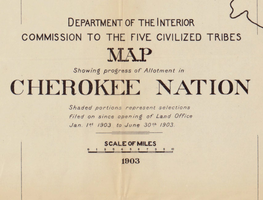1903 Map of the Cherokee Nation Oklahoma