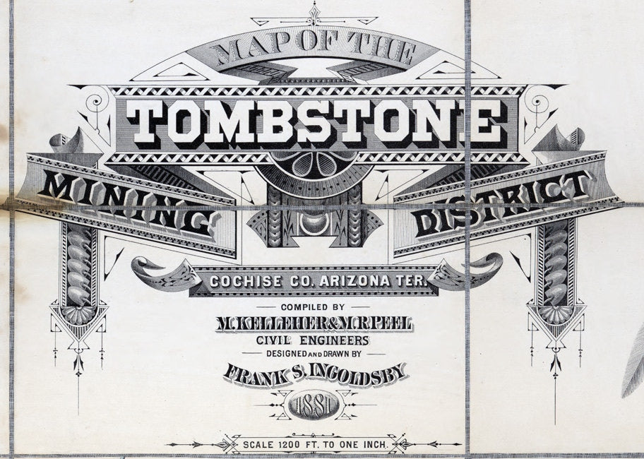 1881 Map of the Tombstone Mining District Cochise Co Arizona