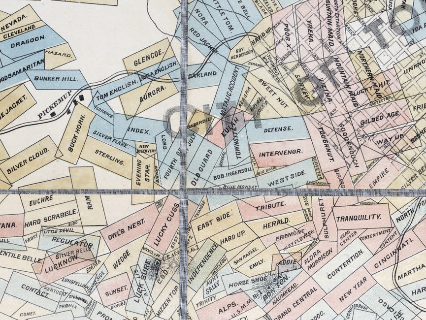 1881 Map of the Tombstone Mining District Cochise Co Arizona