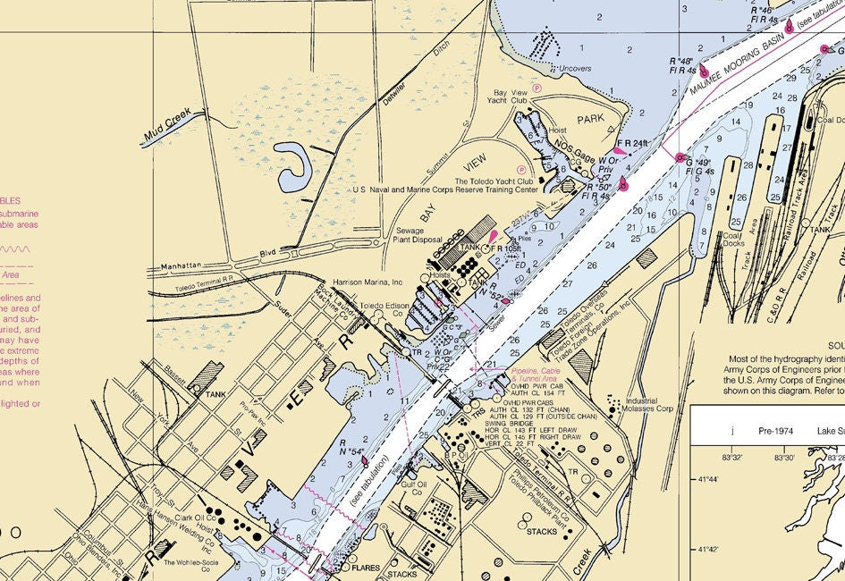 2005 Nautical Map of Toledo Harbor Lake Erie Ohio