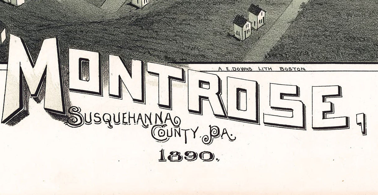 1890 Panoramic Map of Montrose Susquehanna County Pa