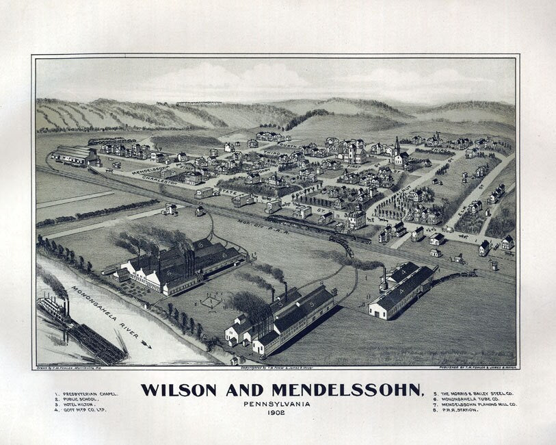 1902 Panoramic Map of Wilson and Mendelssohn Pa