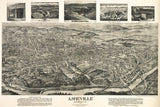1912 Panoramic Map of Asheville Buncombe County North Carolina