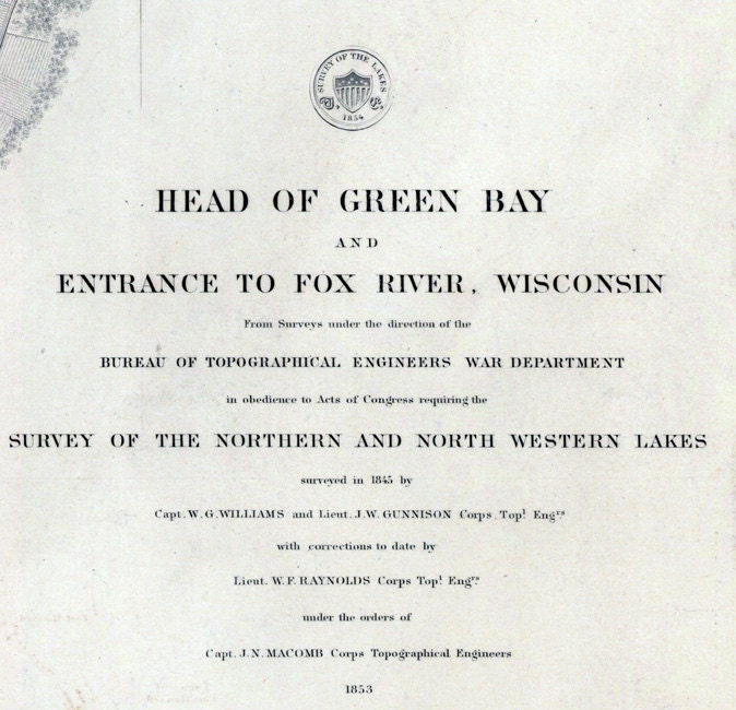 1853 Nautical Map of Green Bay and Entrance to Fox River Wisconsin