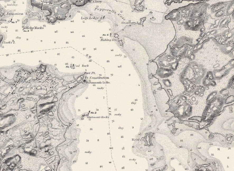 1866 Nautical Map of Portsmouth Harbor New Hampshire