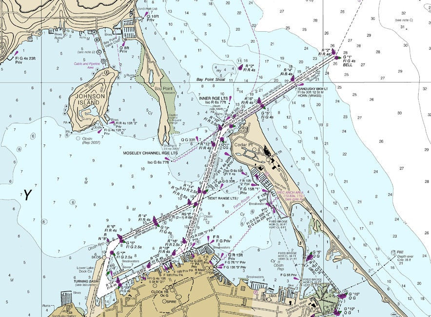 2016 Nautical Map of Lake Erie Island Put-In-Bay