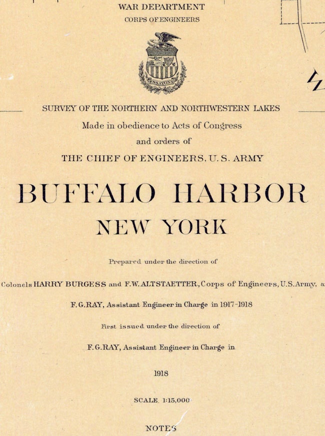 1918 Nautical Map of Buffalo Harbor Lake Erie