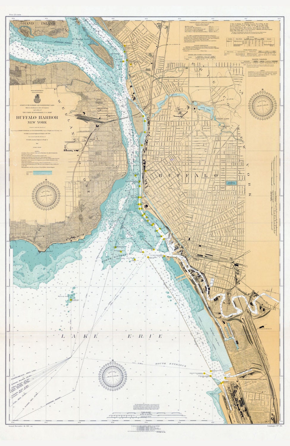 1918 Nautical Map of Buffalo Harbor Lake Erie