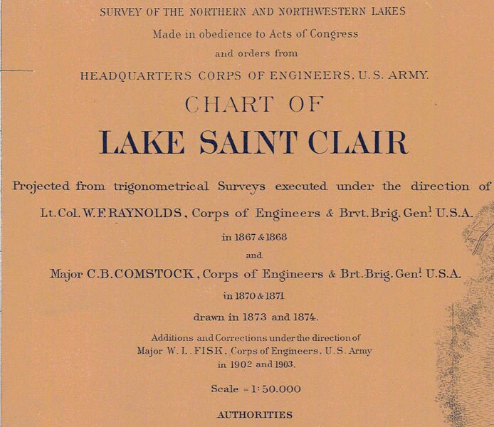 1903 Nautical Map of Lake Saint Clair