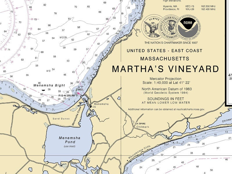 2011 Nautical Map of Martha's Vineyard