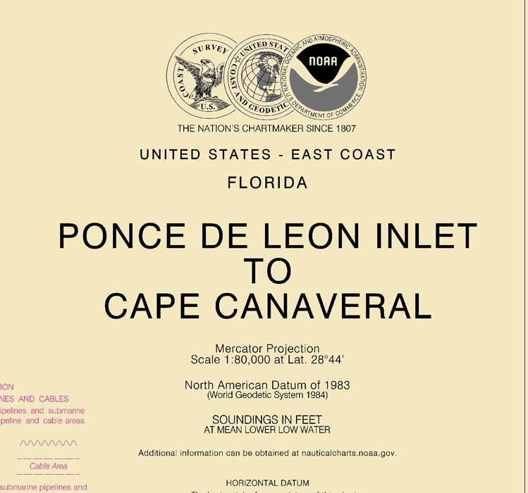 2011 Nautical Map of Ponce de Leon Inlet to Cape Canaveral Florida