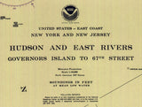 1986 Nautical Map of Hudson and East Rivers New York City