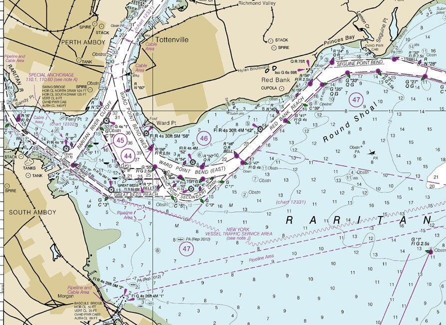 2014 Nautical Map of New York Harbor New York City