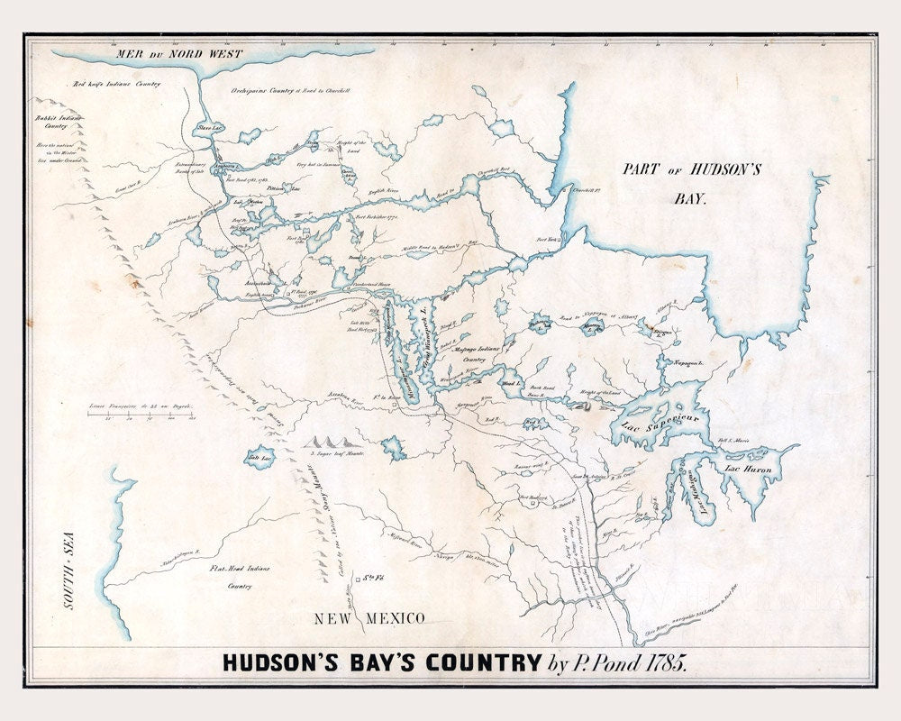 1785 Map of The Great Lakes and Hudson Bay